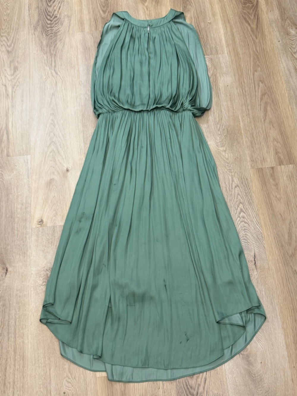 Current Air Sage Green Pleated Midi Dress